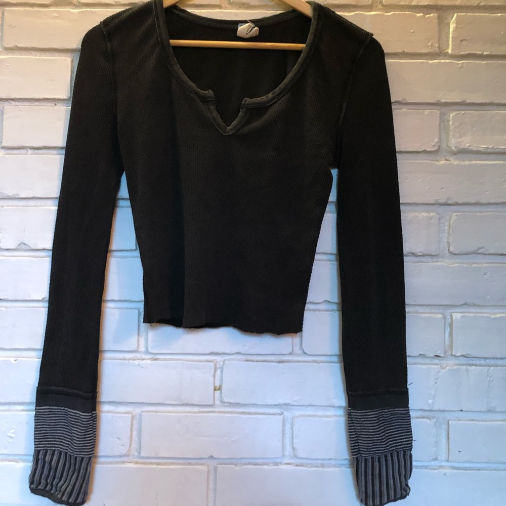 Raw hem cropped free people shirt